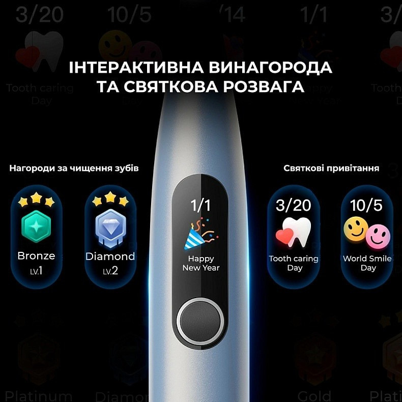 Розумна зубна електрощітка Oclean X Plus Pro Digital Silver (6970810556179) ( 11378 ) Харків - фото 9