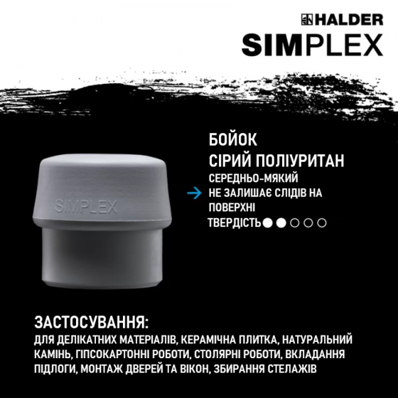 Молоток HALDER Simplex 3013 насадки із синього, сірого поліуретану коротка ручка Одеса