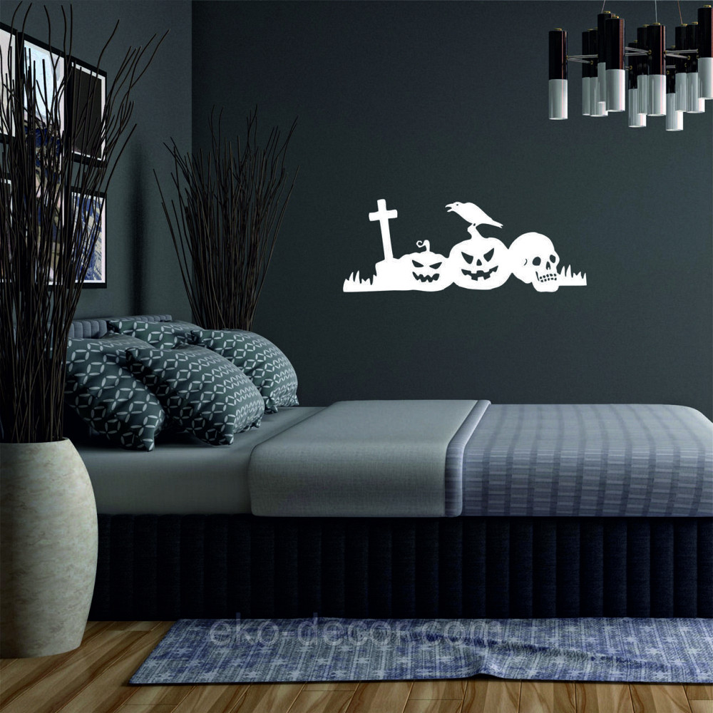 Декоративное настенное Панно «Хэллоуин - тыквы», Декор на стену 70*26 см, Белый Киев - изображение 2