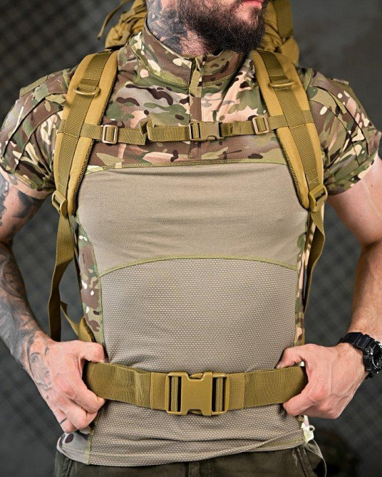 Тактический рюкзак с металлическим каркасом на 100 литров. Каркасный рюкзак койот РП7466 Одесса - изображение 7