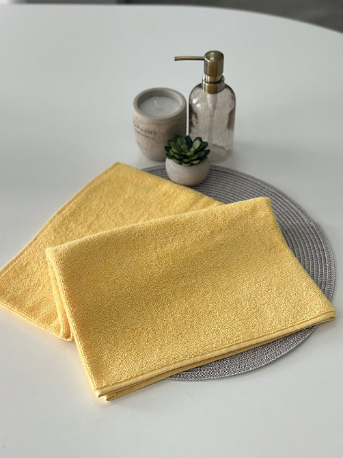 Комплект полотенец однотонных Ideal Textile 50х90см + 70х140см 400 г/м2 (56860932) Жовтий Черновцы - изображение 7