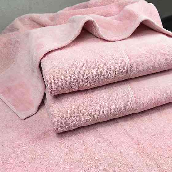 Набор полотенец велюр/махра 2шт GM Textile 50x90см, 70x140см Премиум качества Milado 550г/м2 (Розовы Сумы