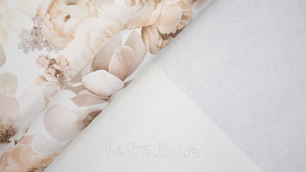 Шпалери вінілові на флізеліні гарячого тиснення Sintra Atmosphere квіти троянди коричневі беж жовті білі 512210 Київ - фото 9