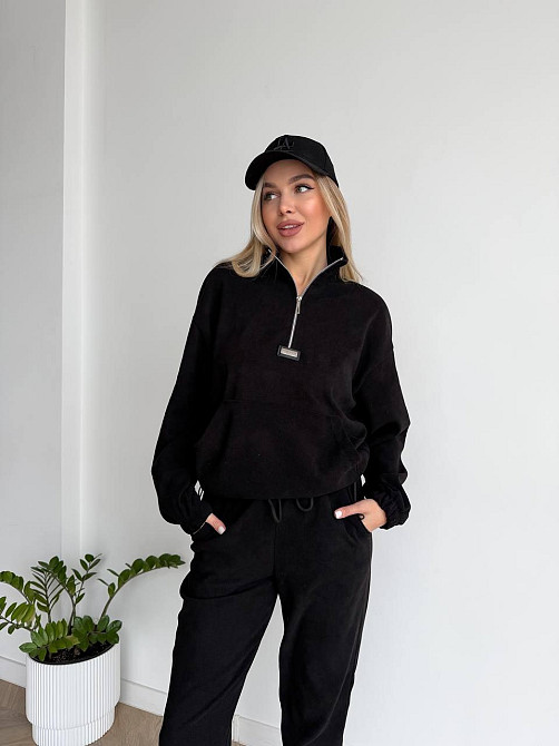 Женский стильный повседневный костюм двойка трикотажный ольвет Черный, 46/48 Одесса - изображение 6