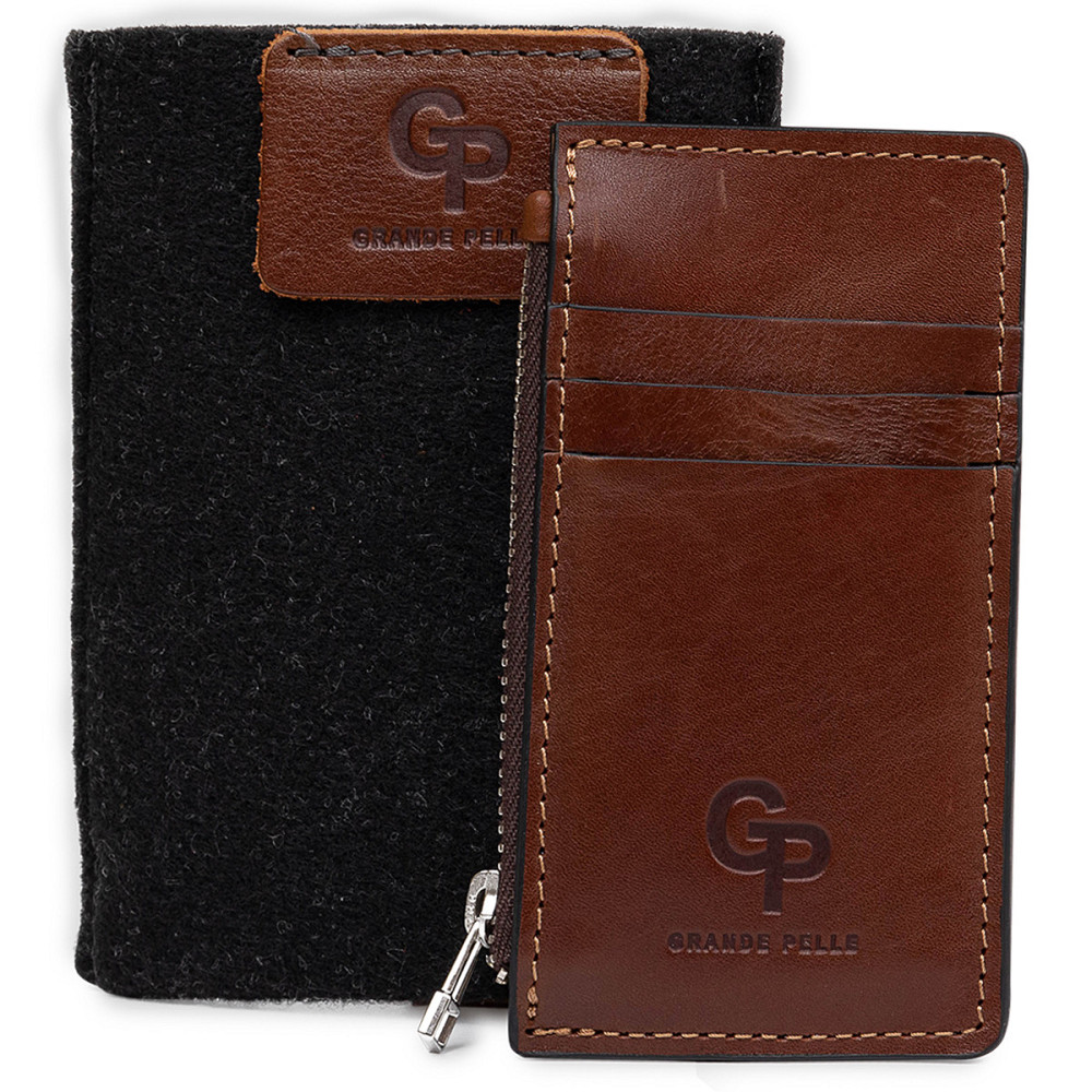 Кожаный мужской картхолдер GRANDE PELLE 11400 Коричневый Киев - изображение 5