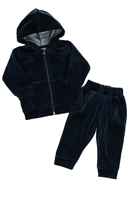 Костюм для малышей двухпредметный, велюр темно-синий топ Крохатушка одяг 92 Киев - изображение 1