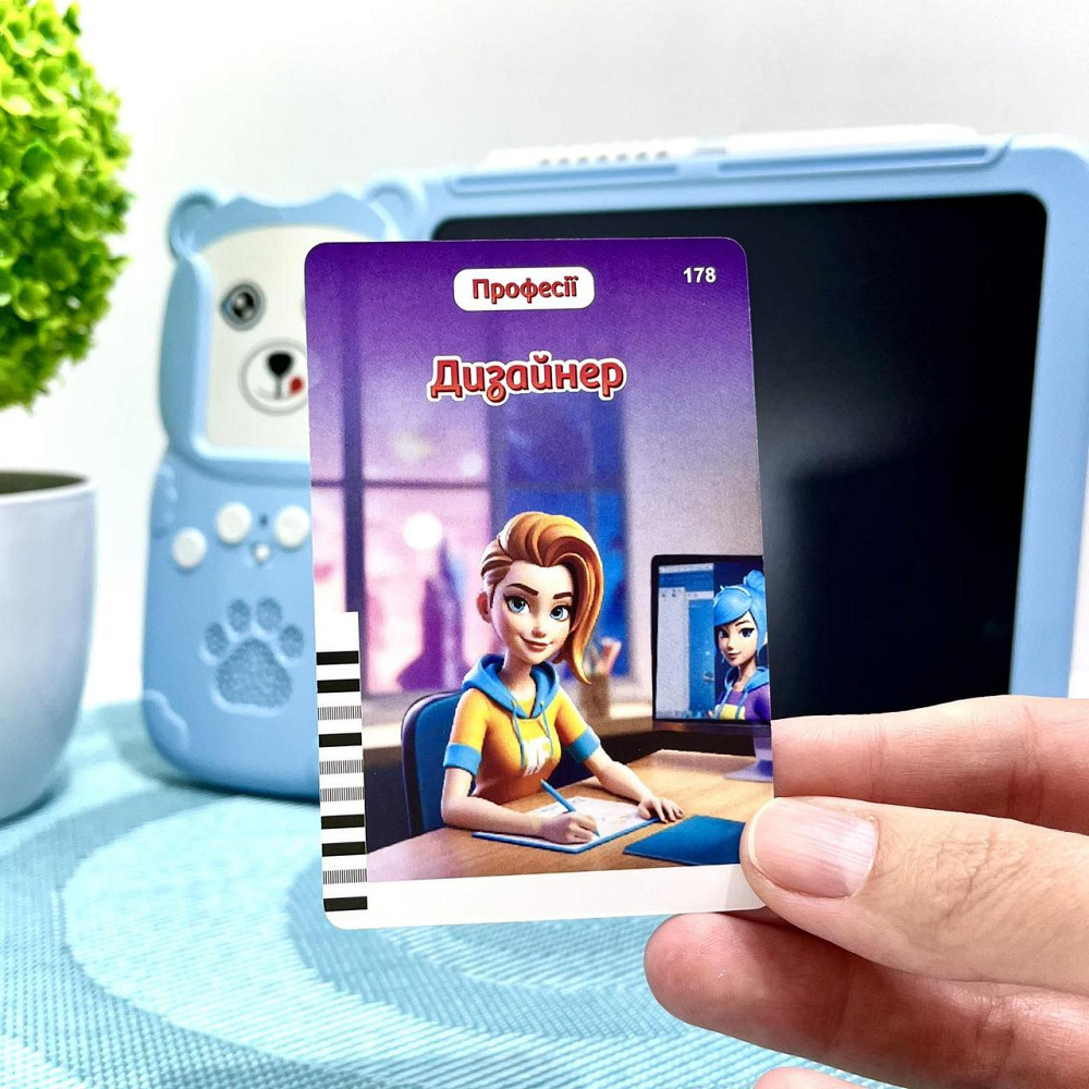 Картридер Всезнайко WToys кольорова LCD - дошка стілус 122 картки 18 тем казки пісні цікаві факти Блакитний (94930) Чернигов - изображение 7