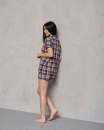 Женская пижама комплект рубашка+шортики - Клетка Nicoletta 60199 XL Киев