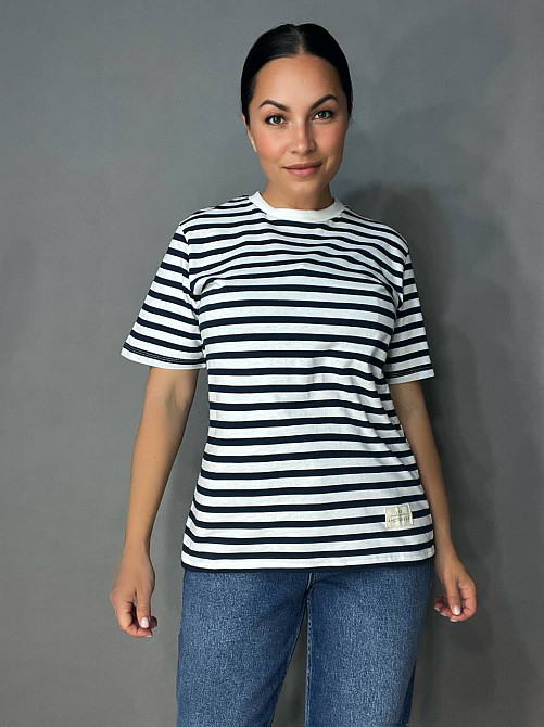 Футболка жіноча Pepper&mint CB24-53 в смужку з нашивкою темно синя, темно-синій, L Київ - фото 9