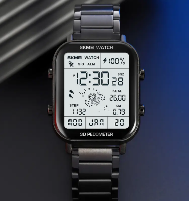 Чоловічий наручний годинник Skmei 1888 astronaut фітнес трекер (Чорний) Київ - фото 5