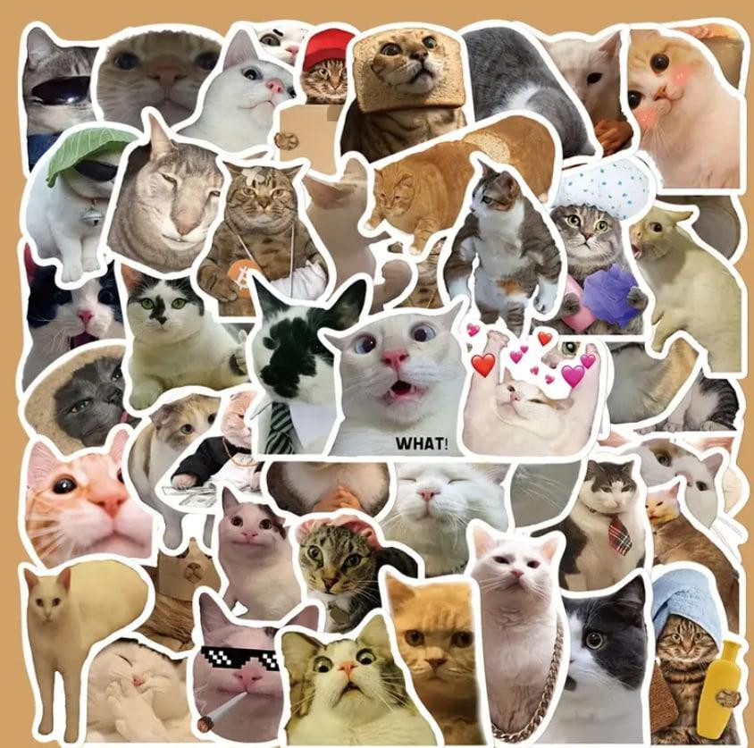 Наклейки стікери коти. Водонепроникні вінілові естетичні наклейки з котами для пляшки води, комп'юте Київ - фото 1