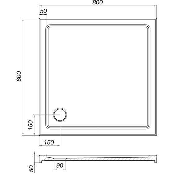 Душовий піддон квадратний BOBR SS80I BRAVO (2уп.) Киев