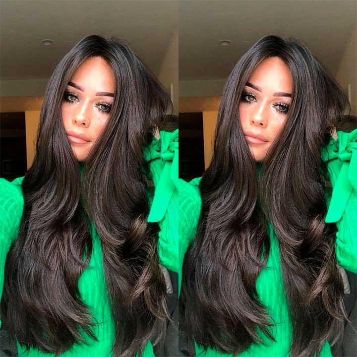 Парик волнистый без челки с пробором 65 см Брюнетка Винница - изображение 6