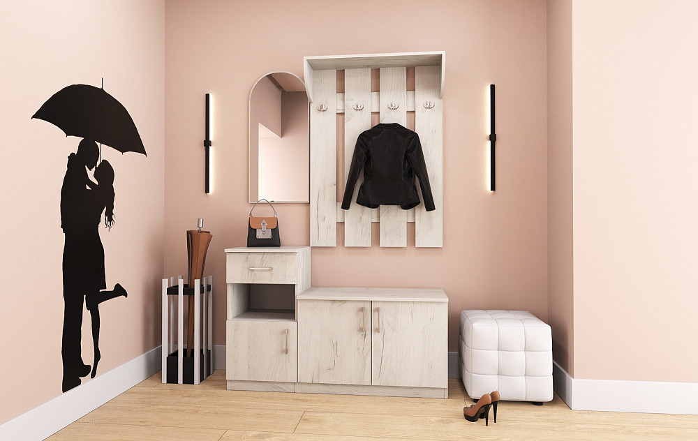 Прихожая Алиса, Дуб Крафт Білий, 1200/400/1880 Львов - изображение 3