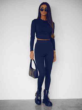 Женский стильный повседневный костюм из микродайвинга Синий, 42/44 Одесса