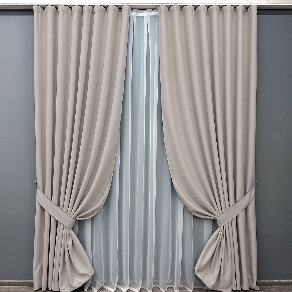 Комплект штор VR-Textil Блекаут двосторонній Scandi № 1901ш Світло-бежевий 150х270 см 2 шт (33-0934) Київ - фото 2