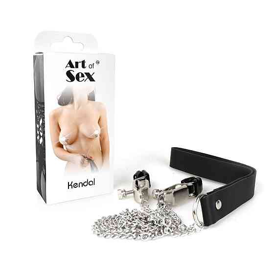 Затискачі для сосків із повідцем на металевому ланцюжку Art of Sex - Kendal Sex Aura Київ