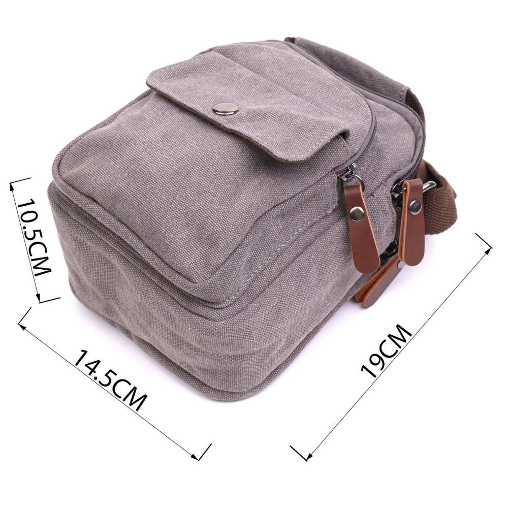 Невелика чоловіча сумка із щільного текстилю Vintage 22217 Сірий Київ - фото 10