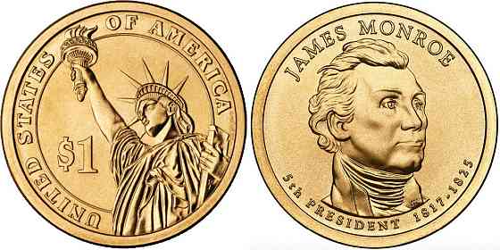 США 1 доллар 2008 г. Президенты. (5-й) Джеймс Монро Полтава