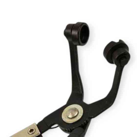 Съёмник хомутов пружинных (патрубков) с фиксатором изогнутый на 45° 212мм Мукачево