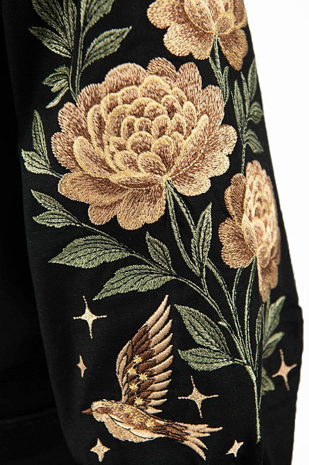 Вишиванка жіноча, з довгим рукавом чорна лляна, жіночі вишиванки льон Київ - фото 2