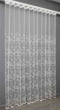 Тюль фатин с вышивкой, цвет белый 1419т Киев