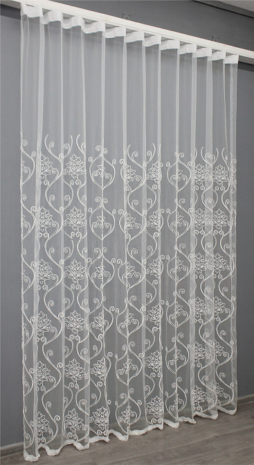 Тюль фатин з вишивкою, колір білий 1419т Київ - фото 4