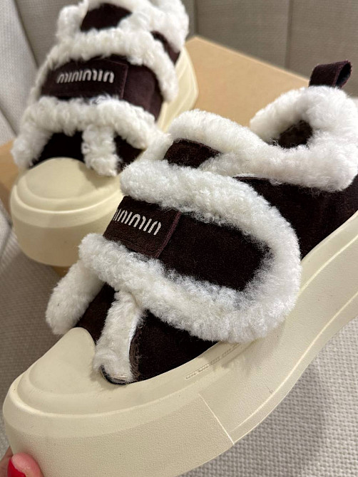 Кеди жіночі Hengji 15-6 з хутром та опушкою на липучці коричневі, 36, 23 см Київ - фото 9