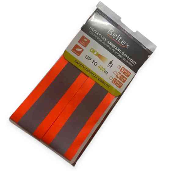 Світловідбивна пов'язка xs 250 х 300мм дитяча, помаранчева день/ніч 2шт, на липучці Мукачево