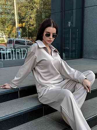 Жіночий базовий прогулянковий костюм на осінь щільний джерсі Беж, 42/44 Одеса