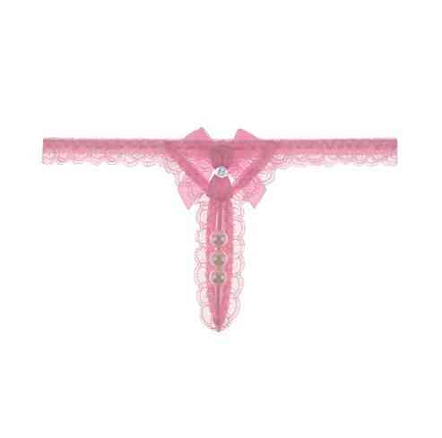 Еротичні трусики з бусинками рожеві - розмір універсальний, резинка до 92см Київ