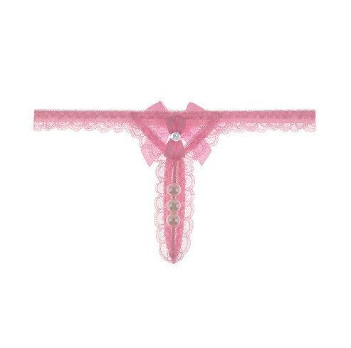 Еротичні трусики з бусинками рожеві - розмір універсальний, резинка до 92см Київ - фото 1