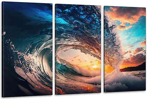 Модульная картина в гостиную / спальню  Морські хвилі   ART-116_3A 70х130 см Київ