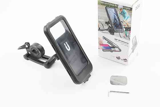 Тримач-чохол телефону 175х82мм на кермо, сенсорна плівка, регульований кут налаштування 360°, внутрішня магнітна фіксація телефону, чорний ZCG Київ