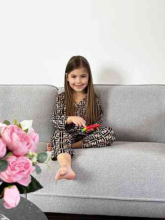 Дитяча піжамка із сатину Фенді Коричневий 134-140 Харків