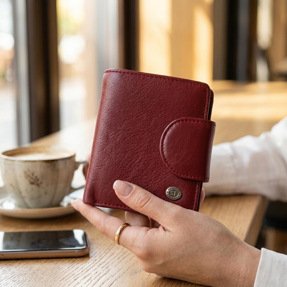 Жіночий гаманець вертикального формату з натуральної шкіри ST Leather 23071 Бордовий Київ - фото 12