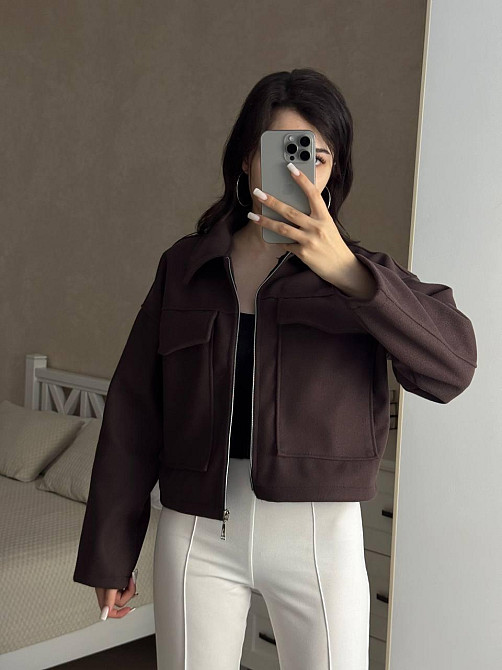 Женский повседневный оверсайз бомбер на молнии турецкий кашемир Шоколад Одесса - изображение 2
