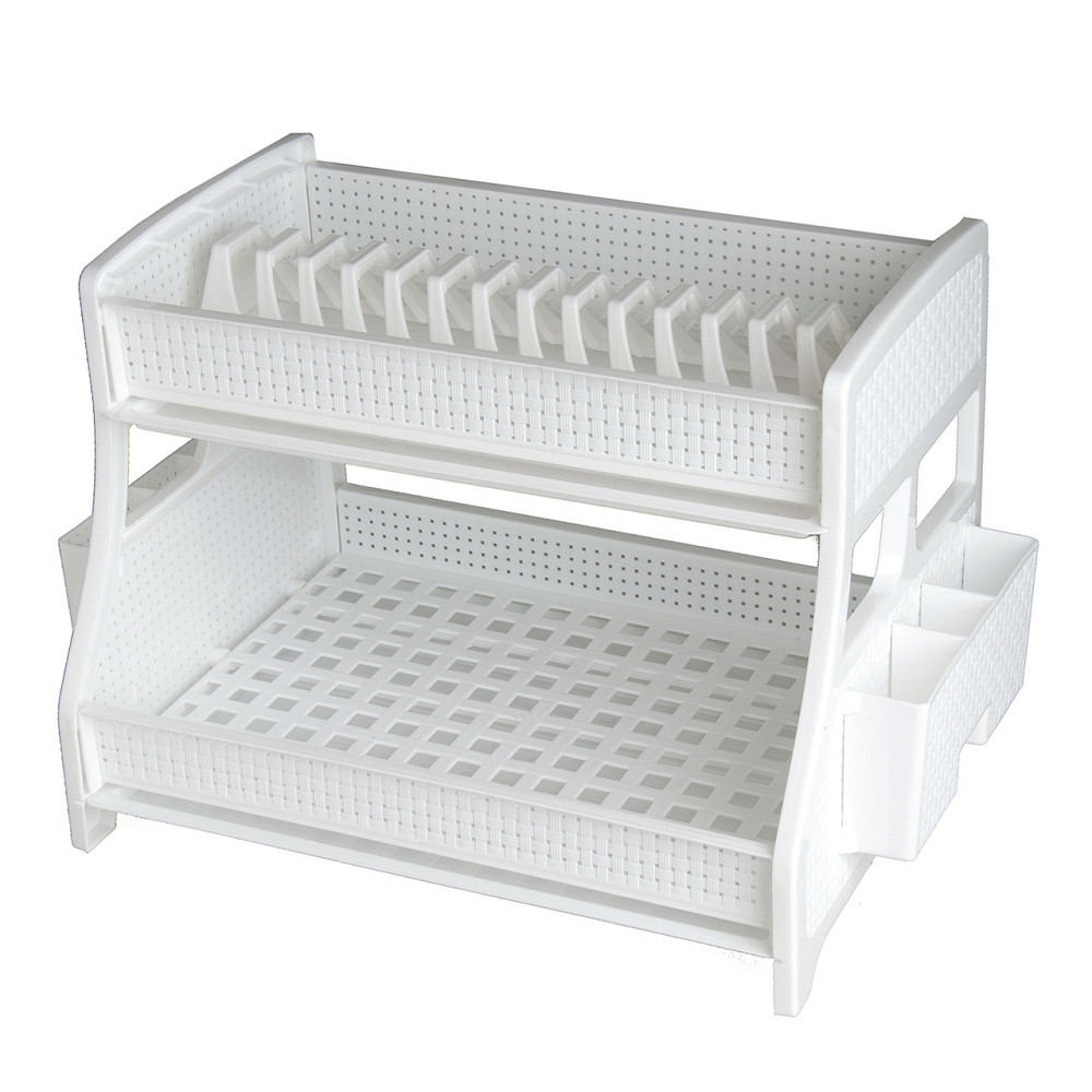 Сушка для посуды 2 ярусная, с 2-мя поддонами, R-Plastic белая Одесса - изображение 3