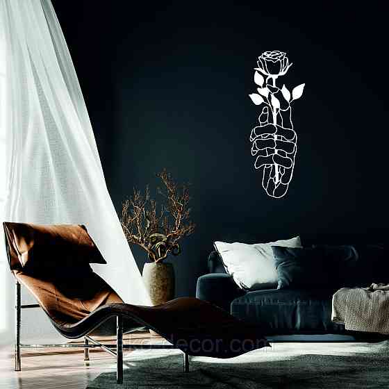 Декоративне настінне Панно «Рука з трояндою» Декор на стіну 70*26 см, Білий Київ