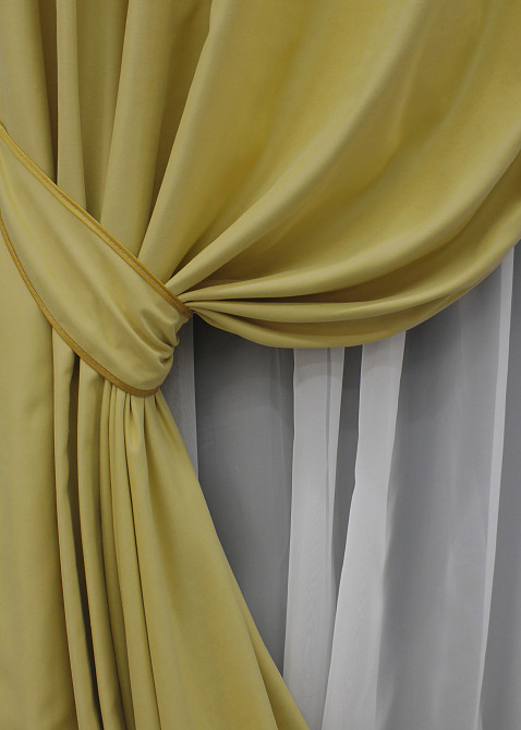 Комплект готових штор VR-Textil Нубук однотонний № 1520ш Світло-золотистий 150х250 см 2 шт (39-928) Київ - фото 5