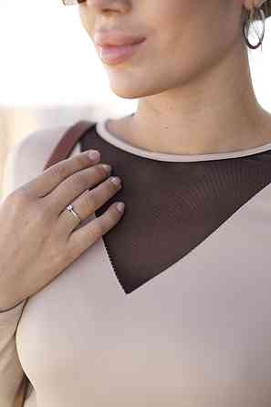 Жіноча кофтинка з декольте сітка "Annabel" | Норма і батал Бежевий, 42-44 Київ