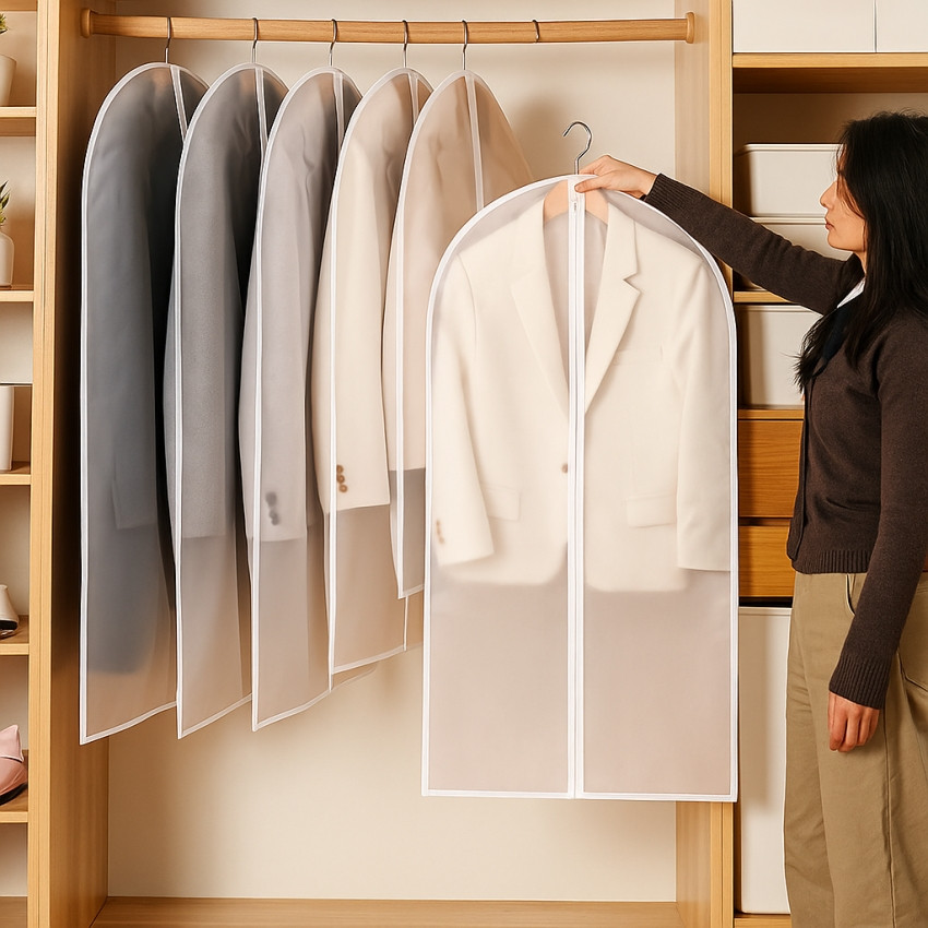 Чехол для одежды 60х140 прозрачный белый 5шт Винница - изображение 2