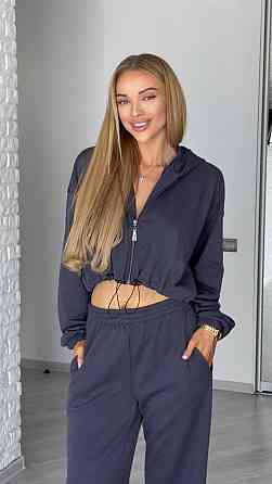 Женский трендовый базовый спортивный костюм трехнить петля Графит, 42/44 Одесса