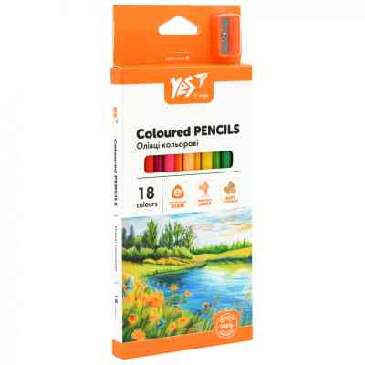 Олівці кольорові Yes Orange Line 18 кольорів з точилкою (290739) Вінниця
