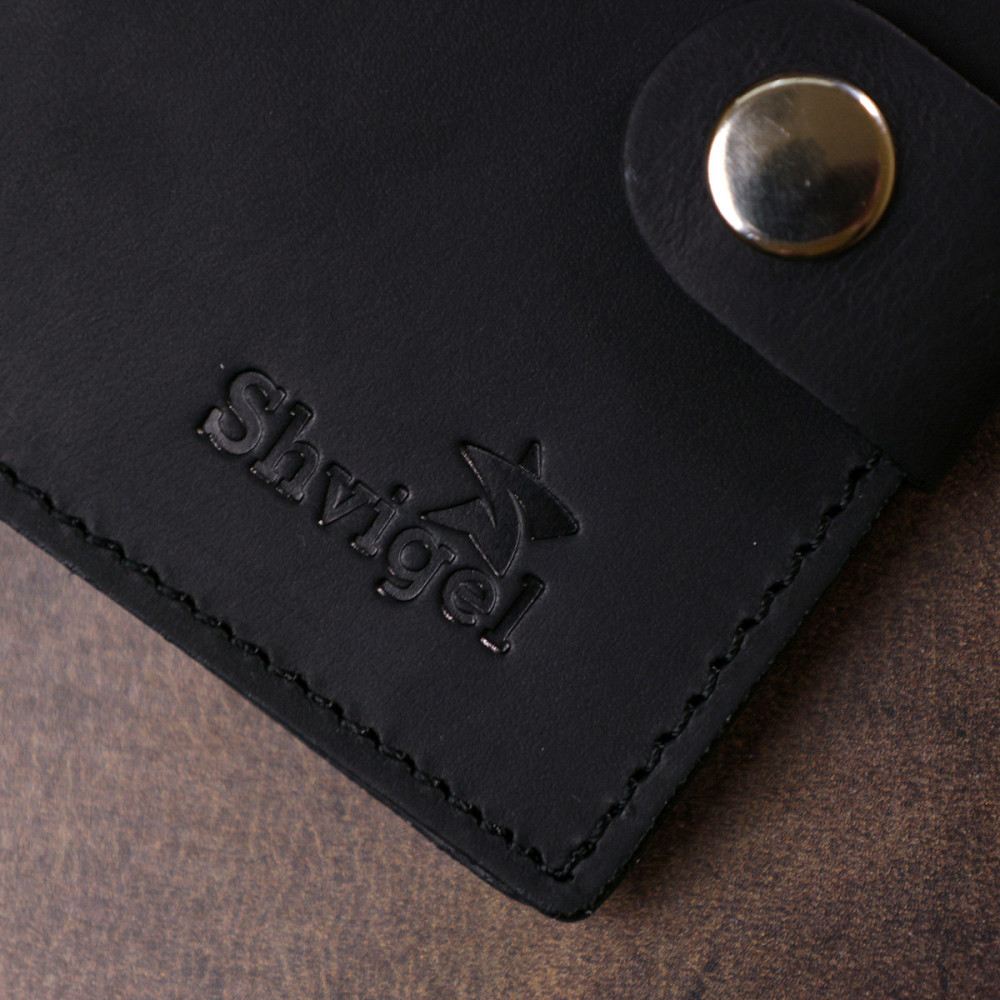 Матове чоловіче портмоне з натуральної шкіри Shvigel 16495 Чорний Київ - фото 10