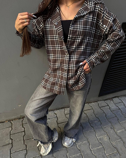 Жіноча повсякденна сорочка в клітинку турецька фланель Одеса - фото 1