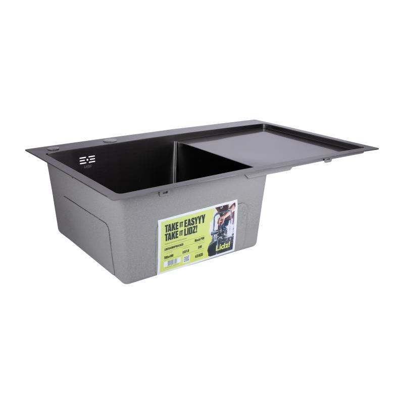 Мойка для кухни с нержавеющей стали интегрированная Lidz Handmade H7849BR Brushed Black PVD (3/1мм) черная Киев - изображение 3