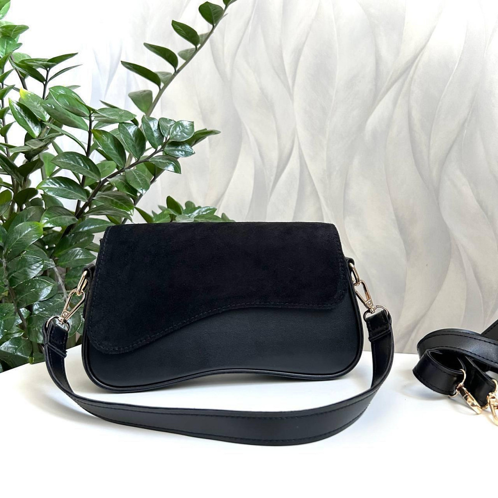 Красивый, стильный клатч. НАТУРАЛЬНАЯ ЗАМША+эко кожа. Черный. 301-41 Киев - изображение 4