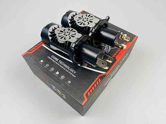 Лампа світлодіодна комплект 2 шт 12 V 65 W set (реальних ватів) LED + подвійна лінза + чітка світлотінева гр Мукачево