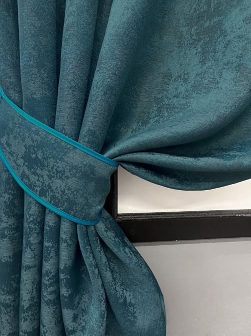 Комплект коротких штор VR-Textil Жакард Sultan YL № 1546ш Лазурний 130х170 см 2 шт (35-0347) Київ - фото 4